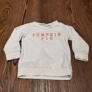 White Crew Neck Sweatshirt Pumpkin Pie Orange Graphic Long Sleeve Top Cotton 18M